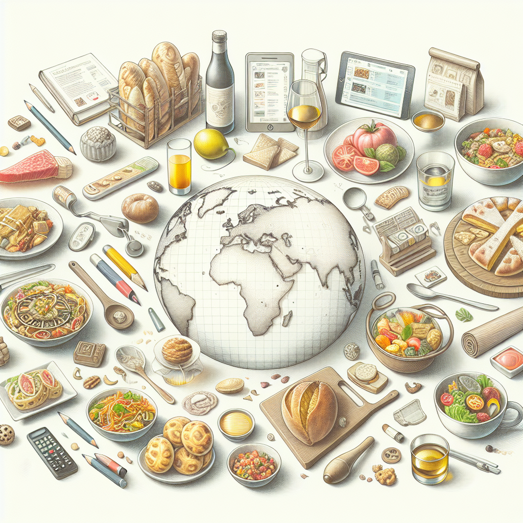Pastelková ilustrace znázorňující téma: Gastronomie