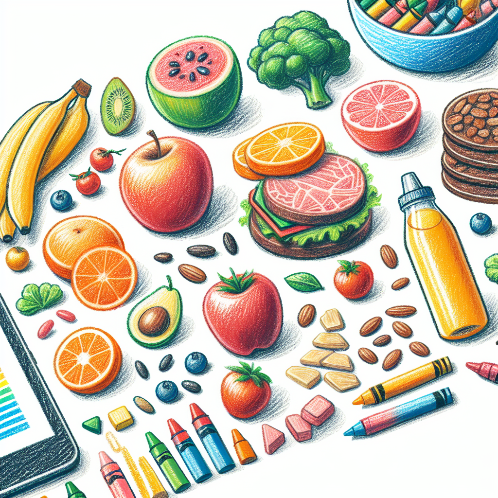 Pastelková ilustrace znázorňující téma: Zdravá výživa