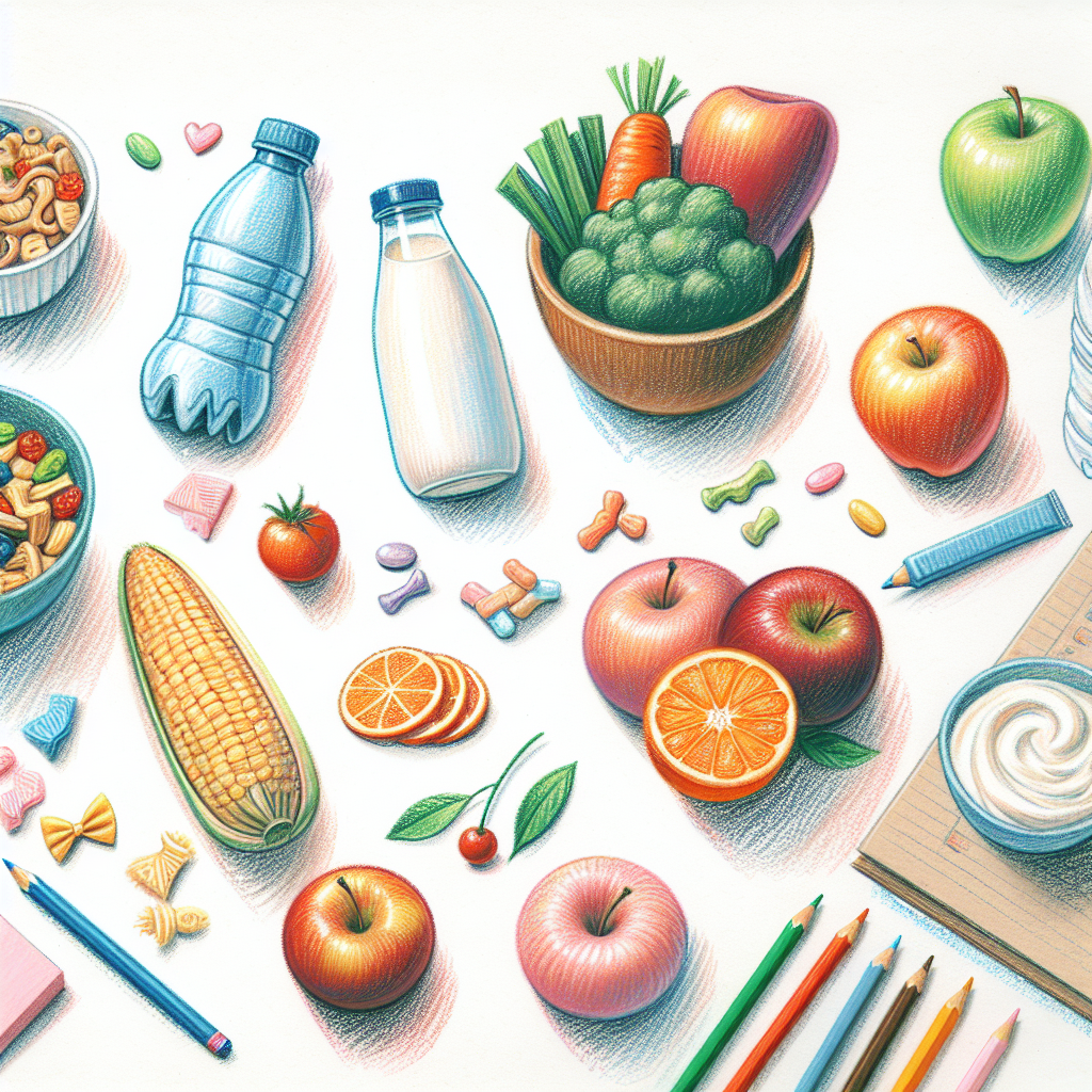 Pastelková ilustrace znázorňující téma: Zdravá strava
