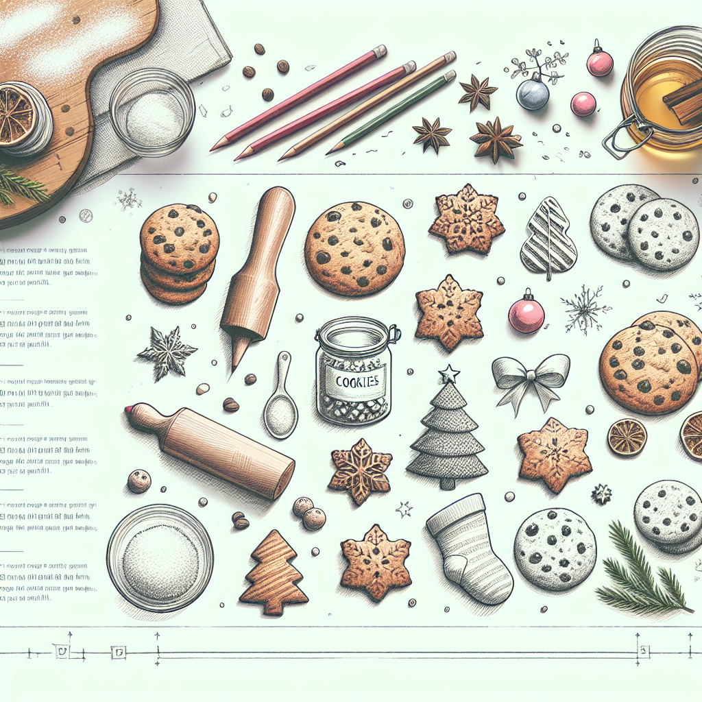 Pastelková ilustrace znázorňující téma: Vánoční cukroví