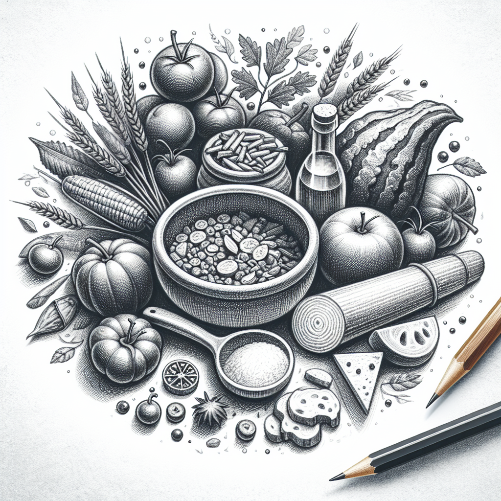 Pastelková ilustrace znázorňující téma: Česká kuchyně