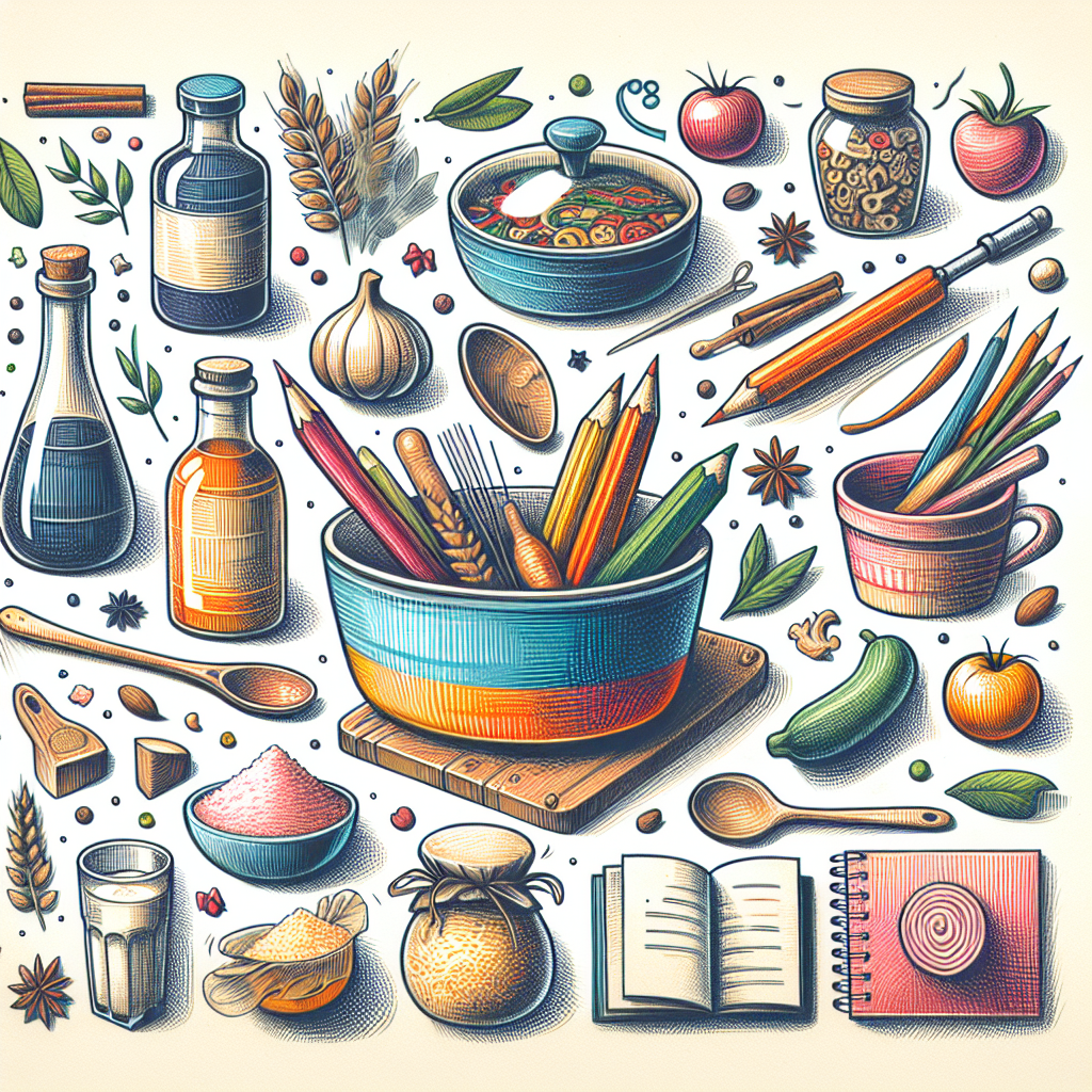 Pastelková ilustrace znázorňující téma: Vaření