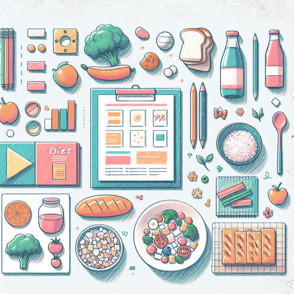 Pastelková ilustrace znázorňující téma: Diety