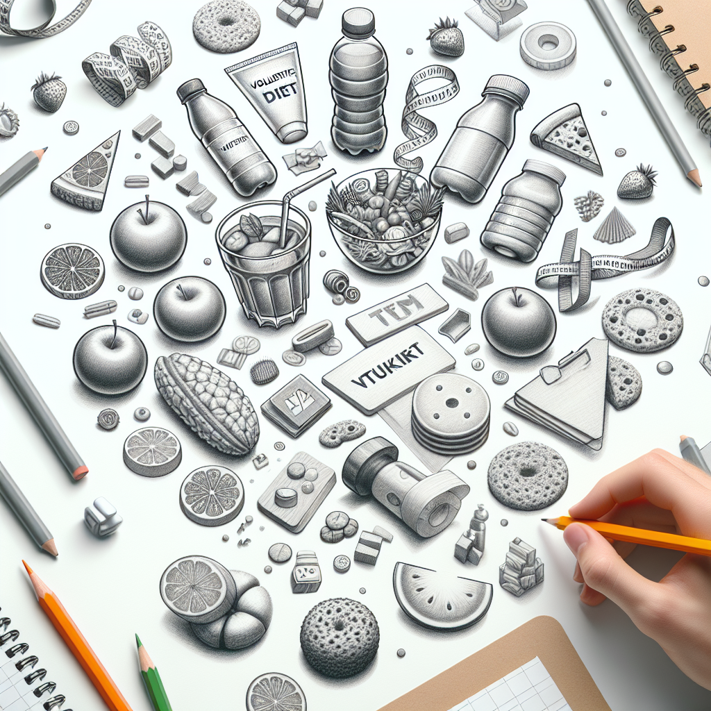 Pastelková ilustrace znázorňující téma: Diety