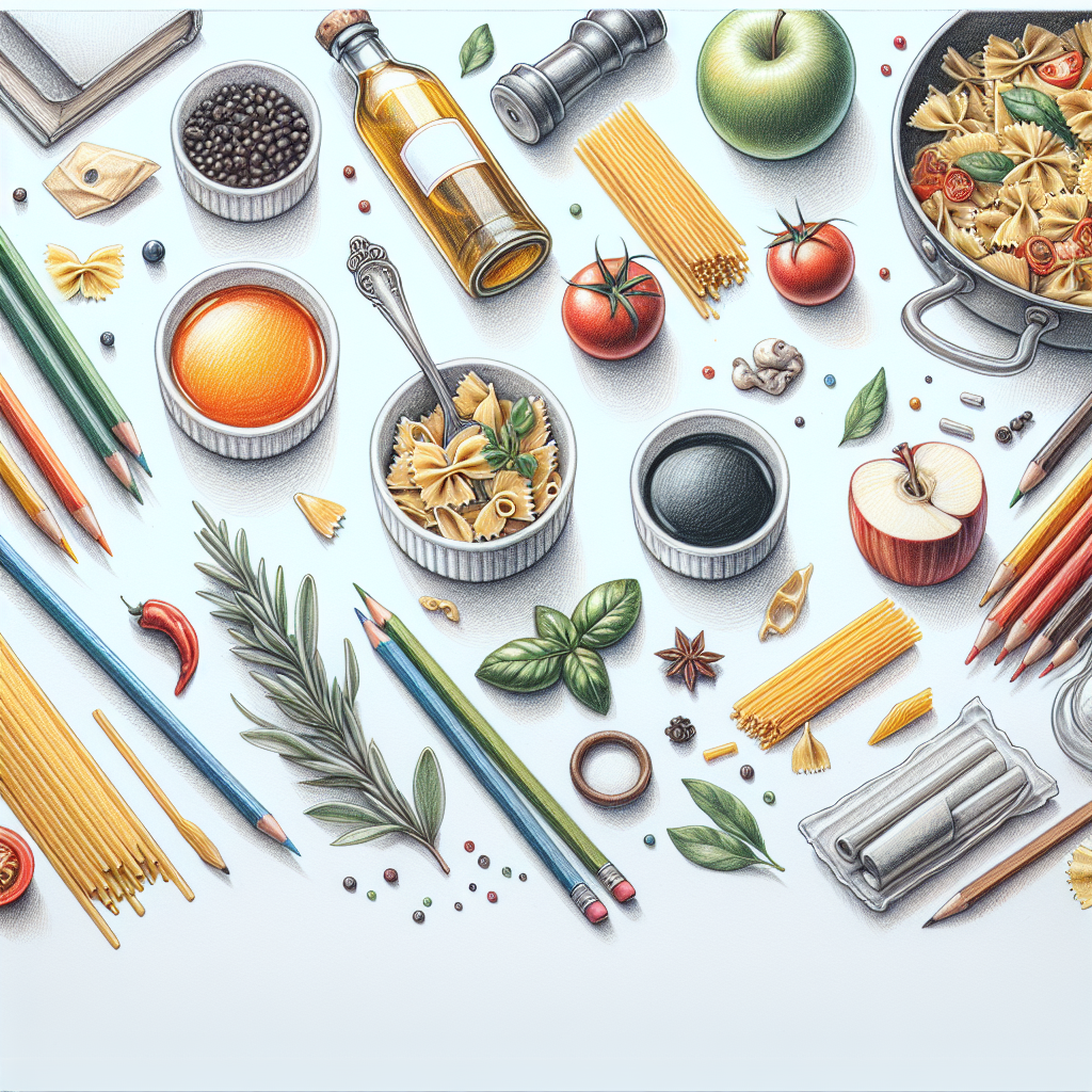 Pastelková ilustrace znázorňující téma: Gastronomie