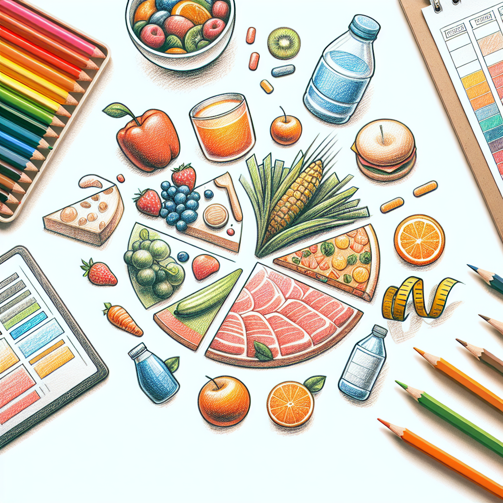 Pastelková ilustrace znázorňující téma: Diety