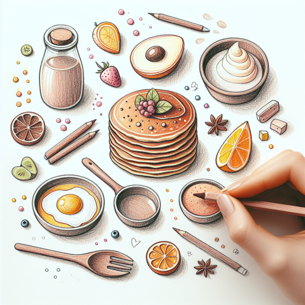Pastelková ilustrace znázorňující téma: Recepty