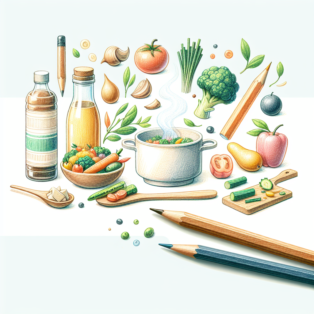Pastelková ilustrace znázorňující téma: Zdravé vaření