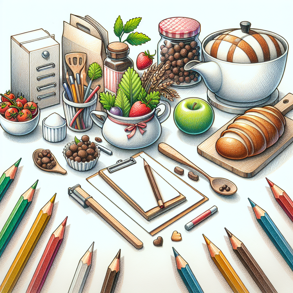 Pastelková ilustrace znázorňující téma: Kuchyně
