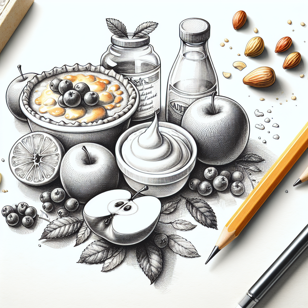 Pastelková ilustrace znázorňující téma: Zdravé recepty