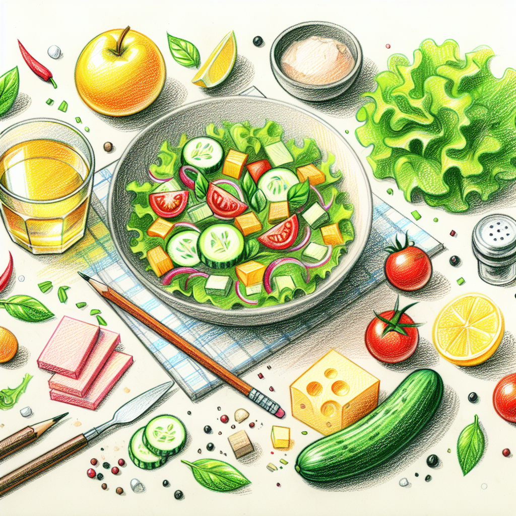 Pastelková ilustrace znázorňující téma: Kuchyně