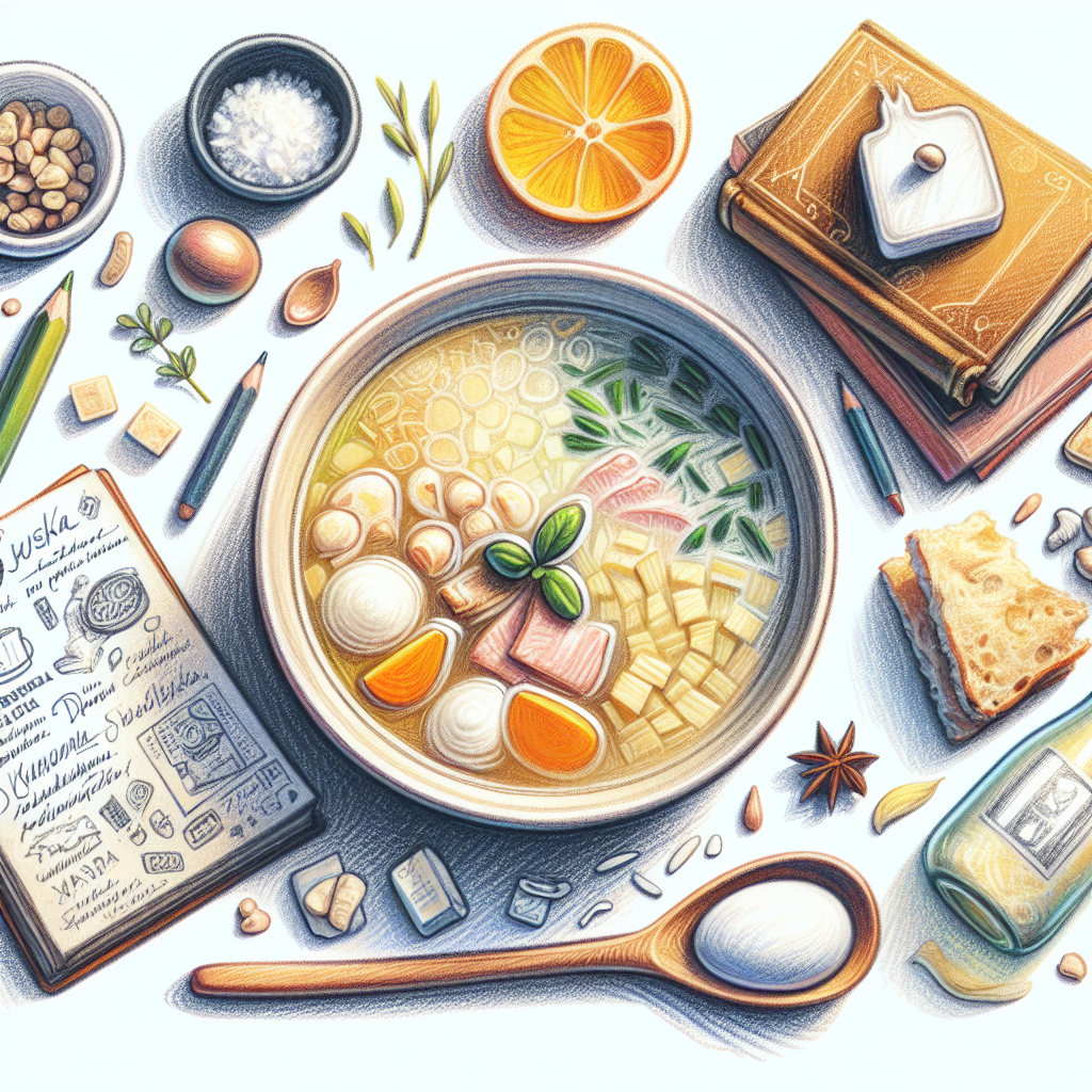 Pastelková ilustrace znázorňující téma: Česká kuchyně