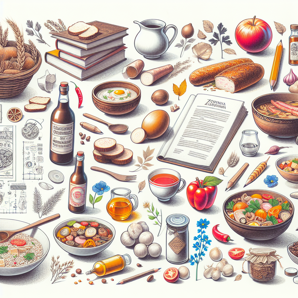 Pastelková ilustrace znázorňující téma: Polská kuchyně