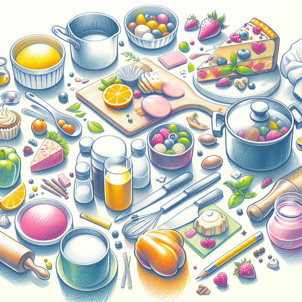 Pastelková ilustrace znázorňující téma: Vaření