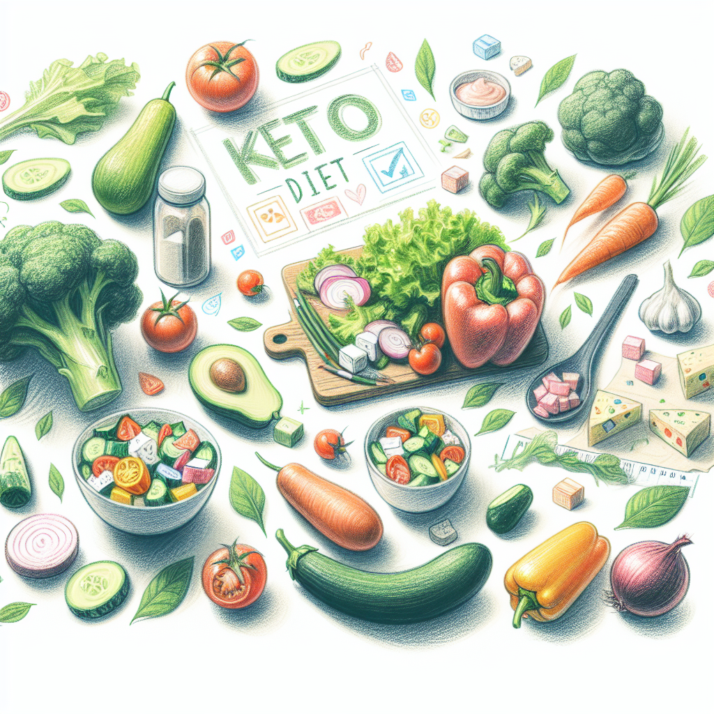 Pastelková ilustrace znázorňující téma: Ketodieta a výživa