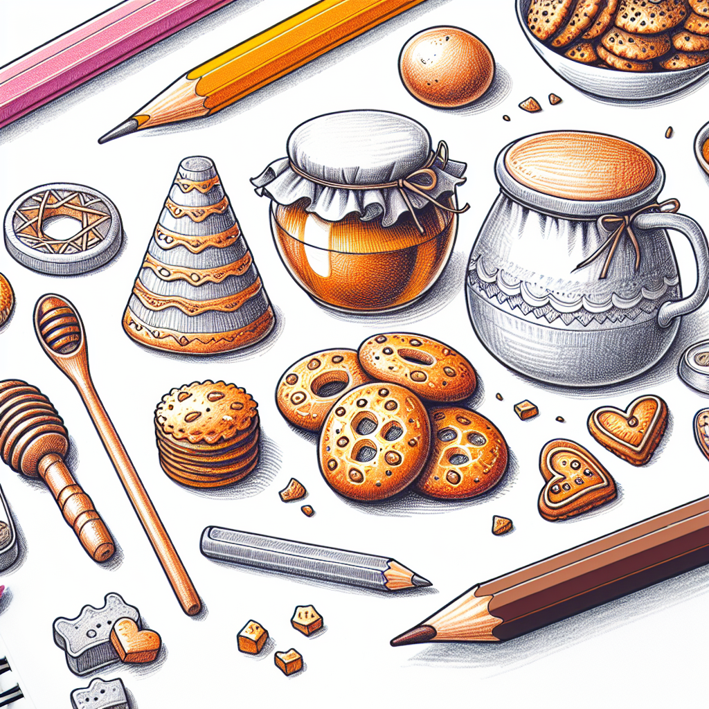 Pastelková ilustrace znázorňující téma: Cukroví