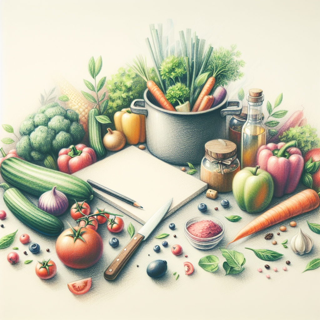 Pastelková ilustrace znázorňující téma: Zdravé vaření