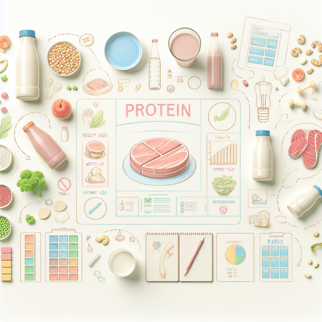 Pastelková ilustrace znázorňující téma: Proteinové diety