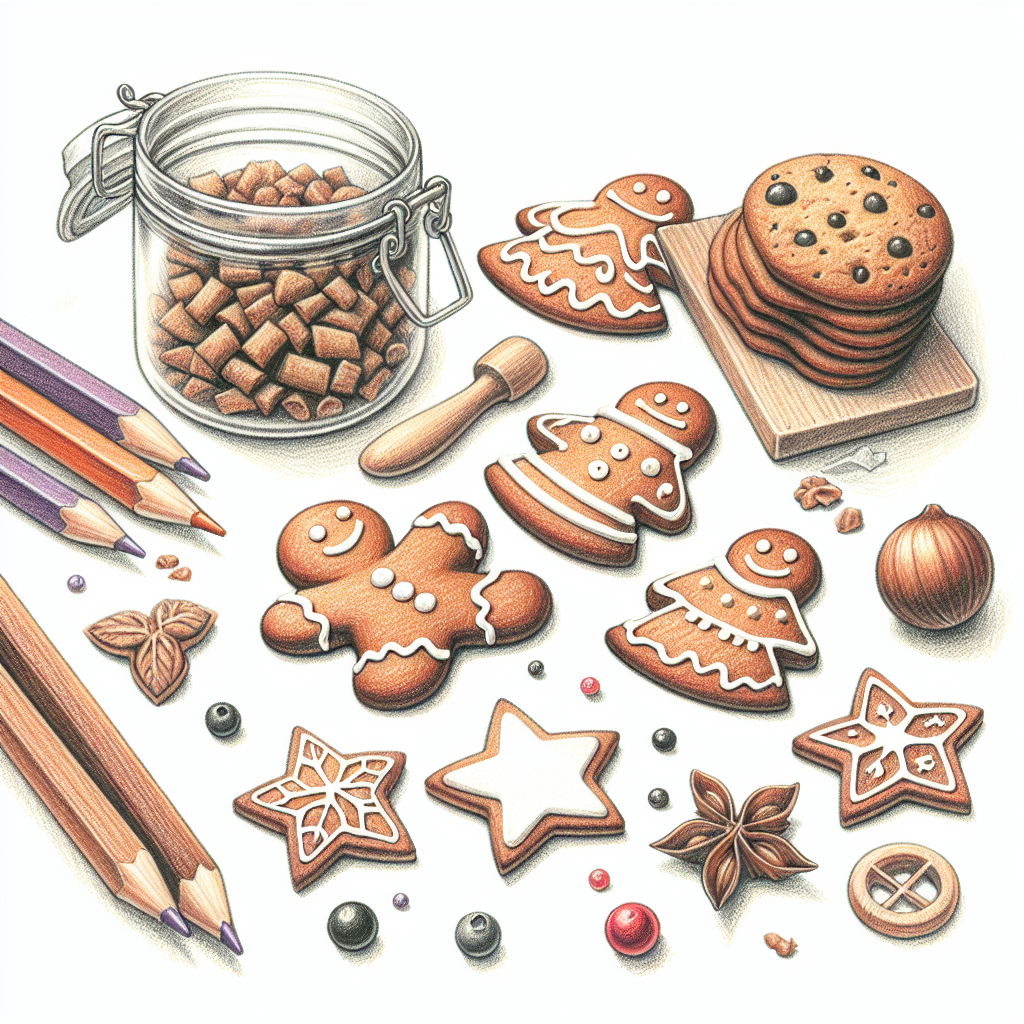 Pastelková ilustrace znázorňující téma: Vánoční recepty