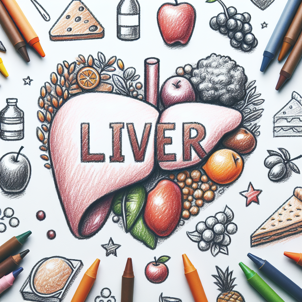 Pastelková ilustrace znázorňující téma: Jaterní dieta