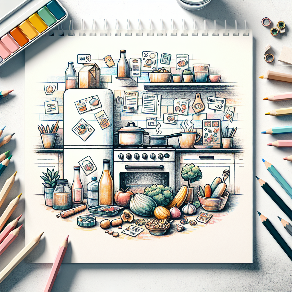 Pastelková ilustrace znázorňující téma: Vaření