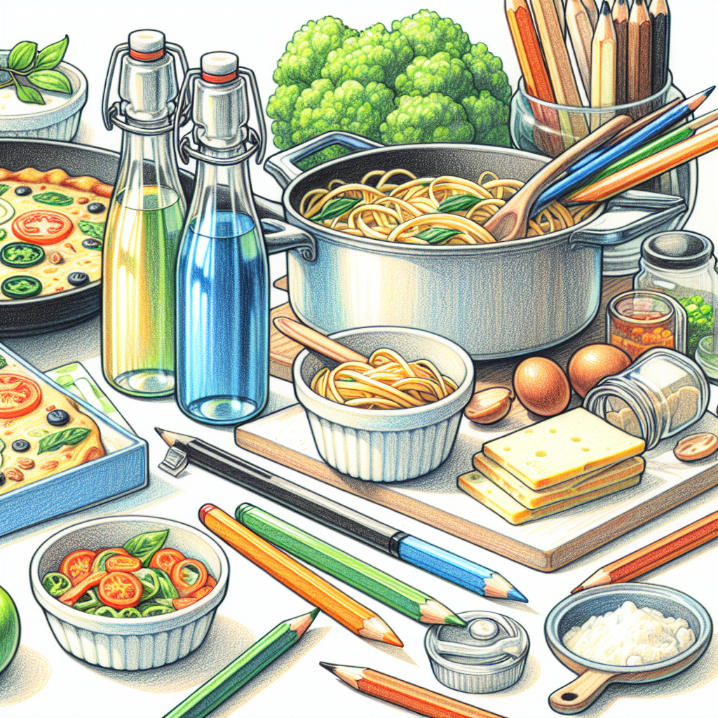 Pastelková ilustrace znázorňující téma: Vaření