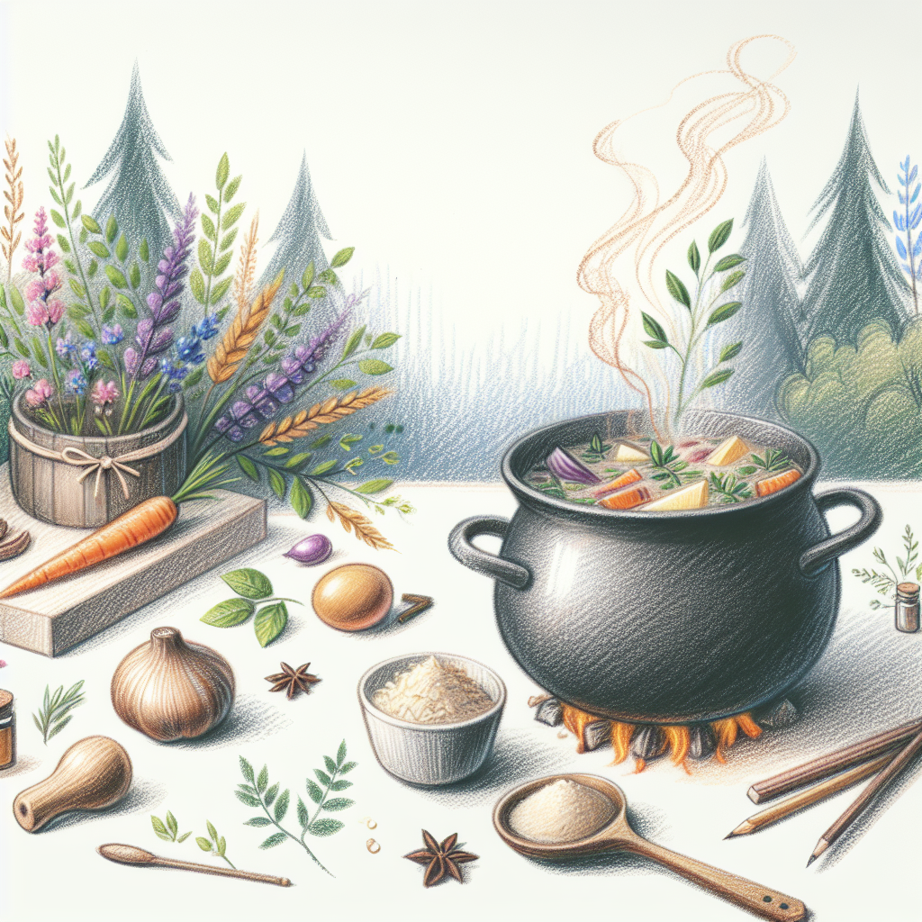 Pastelková ilustrace znázorňující téma: Vaření
