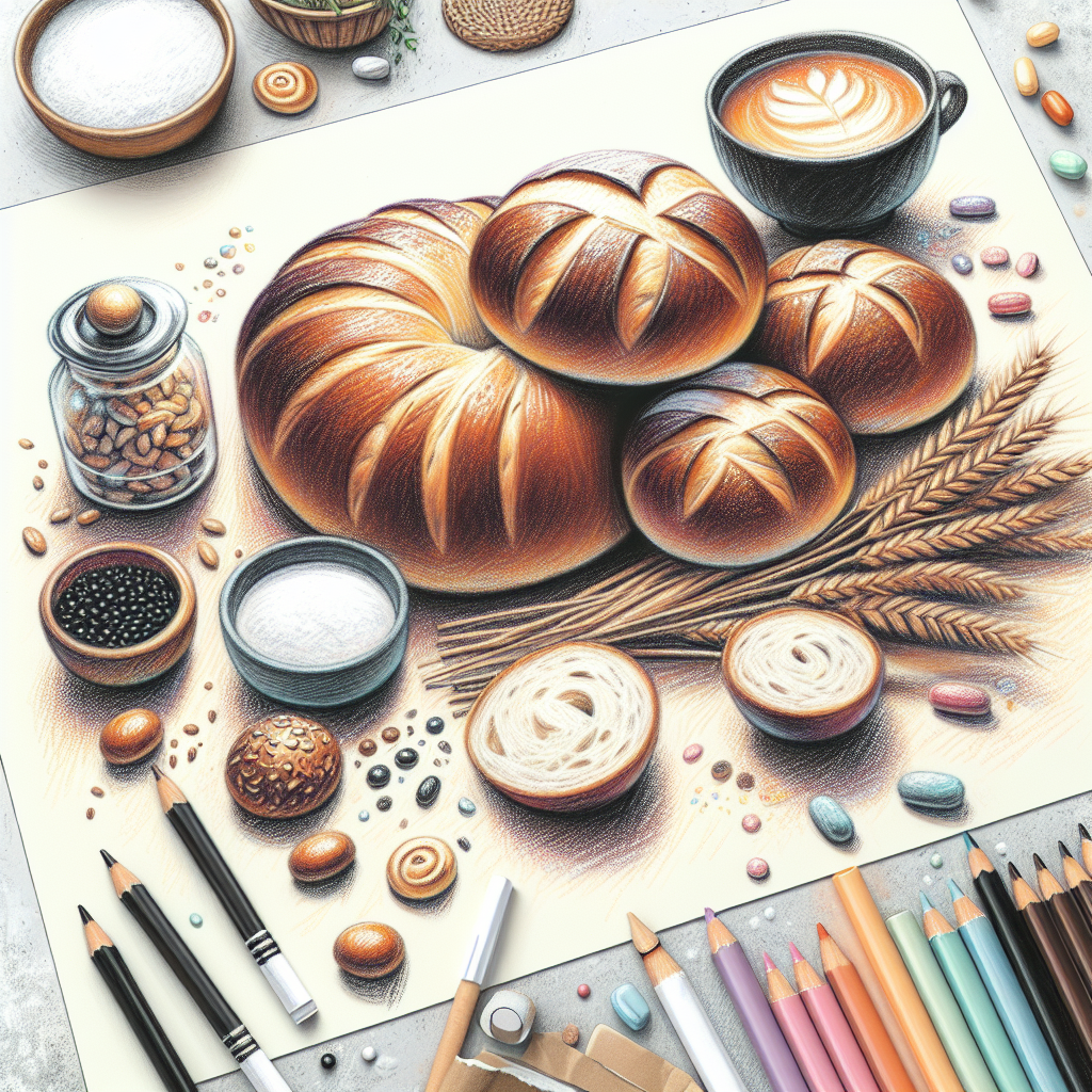 Pastelková ilustrace znázorňující téma: Pečení