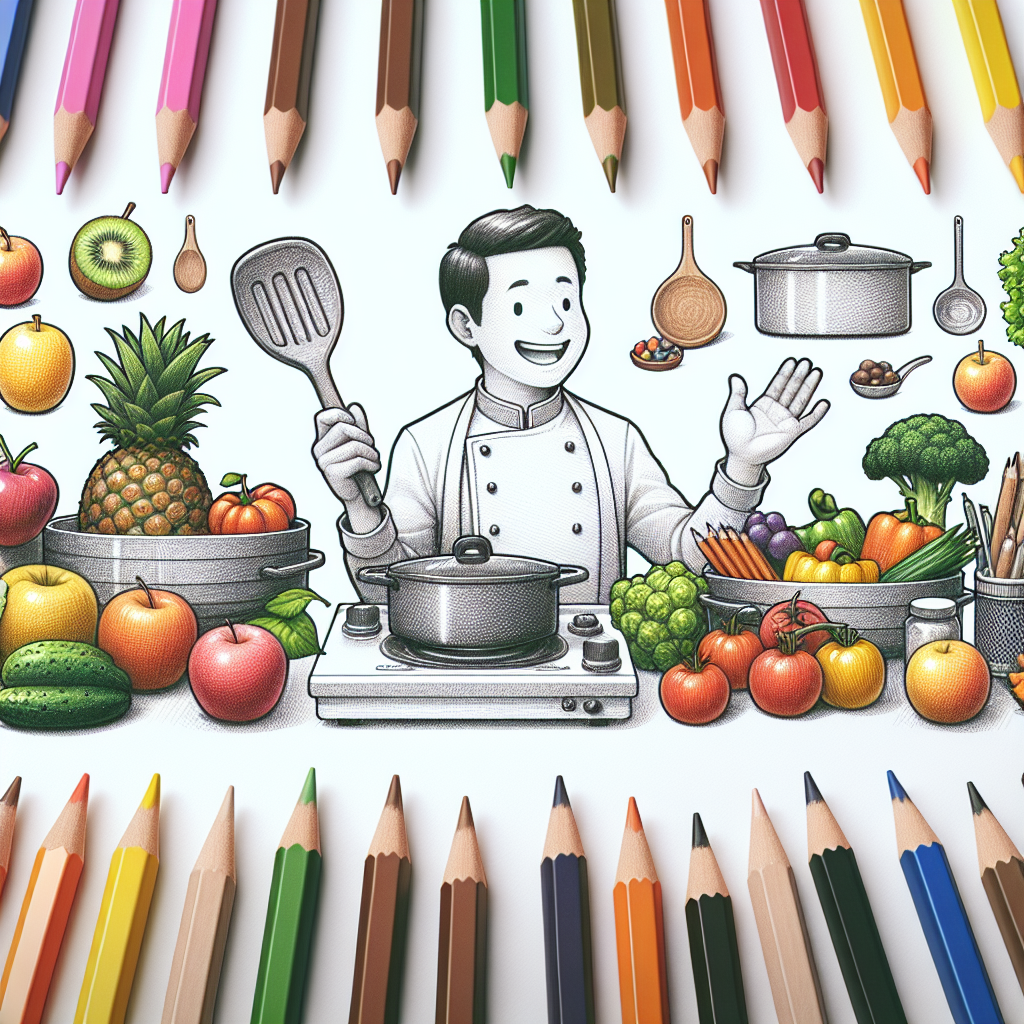 Pastelková ilustrace znázorňující téma: Kurzy vaření