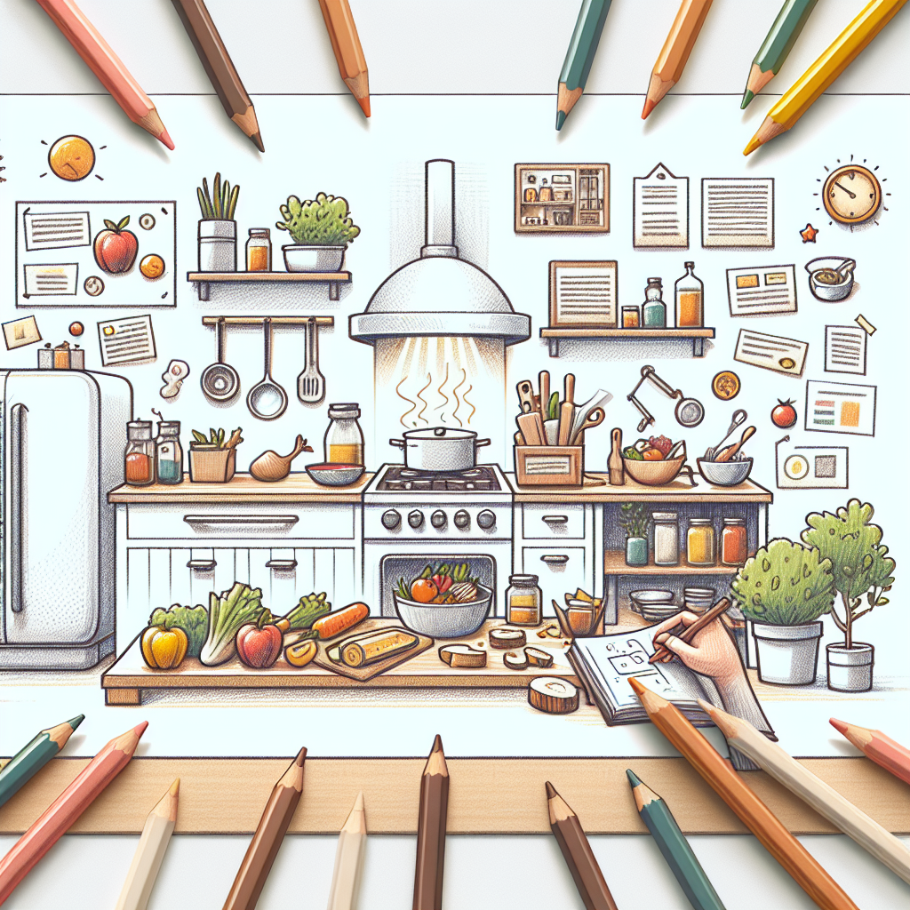 Pastelková ilustrace znázorňující téma: Vaření