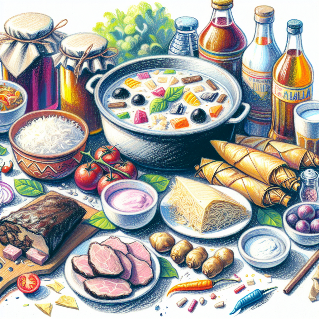 Pastelková ilustrace znázorňující téma: Kuchyně