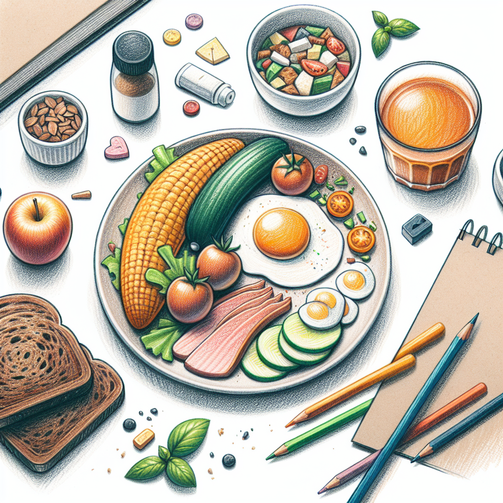 Pastelková ilustrace znázorňující téma: Jídlo a vaření