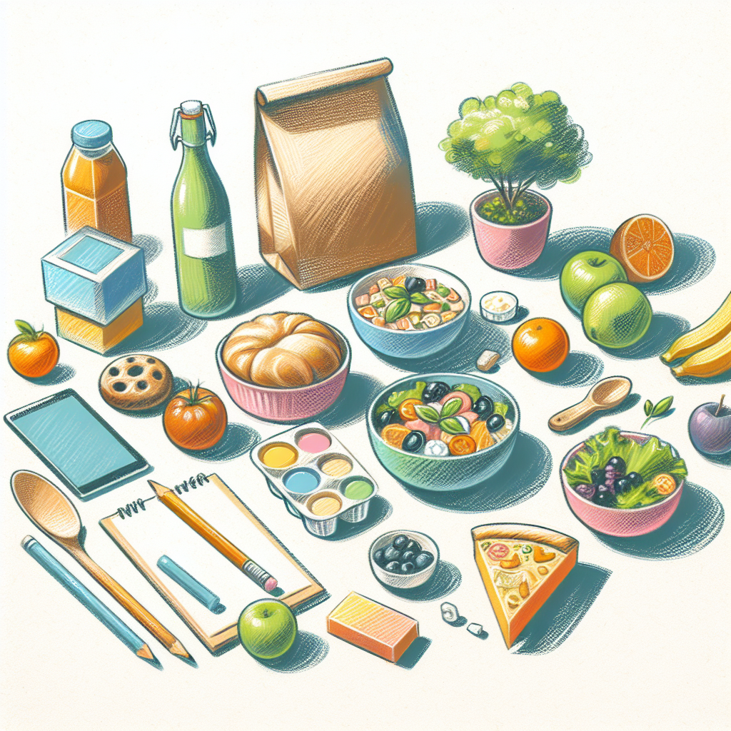 Pastelková ilustrace znázorňující téma: Stravování