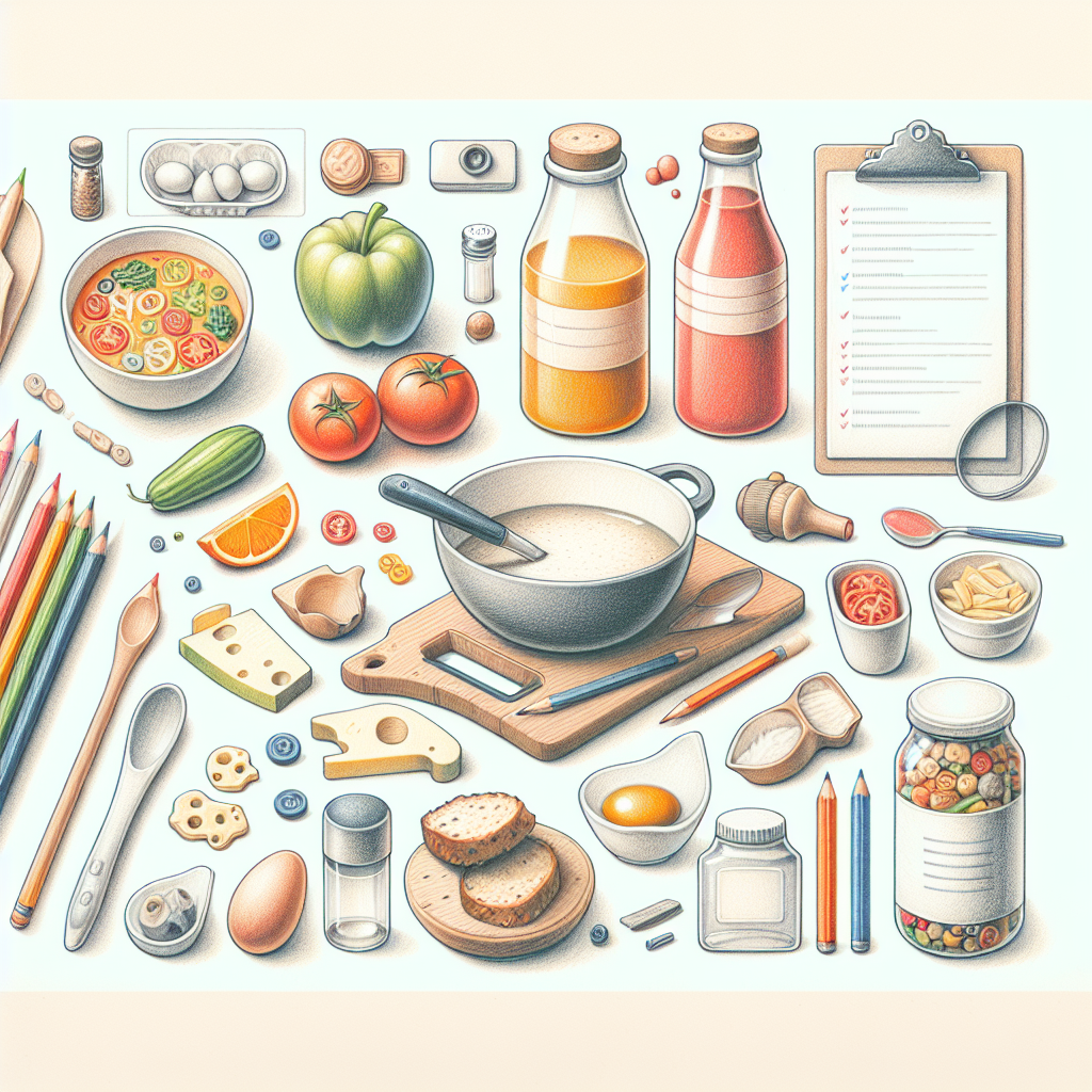 Pastelková ilustrace znázorňující téma: Polévky