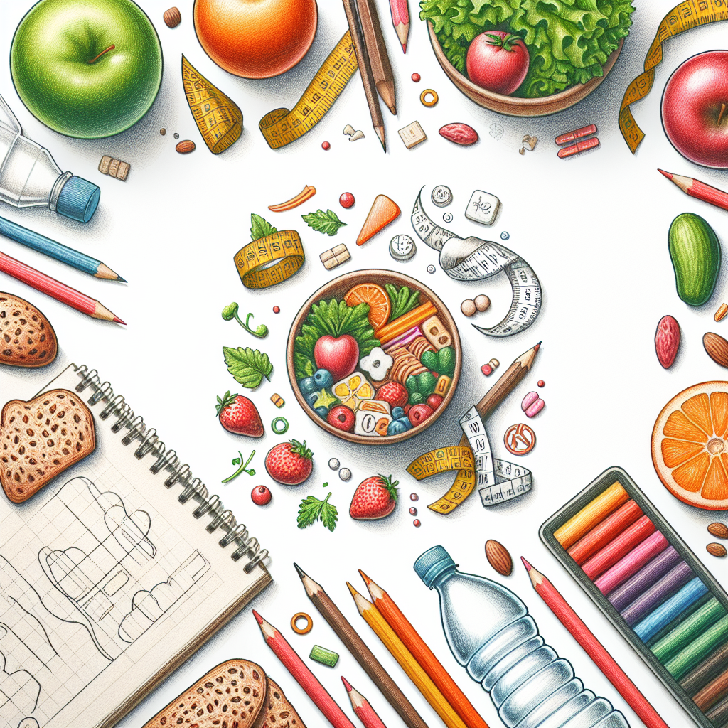 Pastelková ilustrace znázorňující téma: Diety a výživa