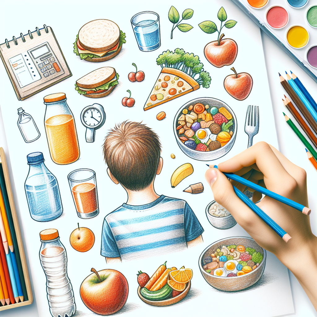 Pastelková ilustrace znázorňující téma: Stravování