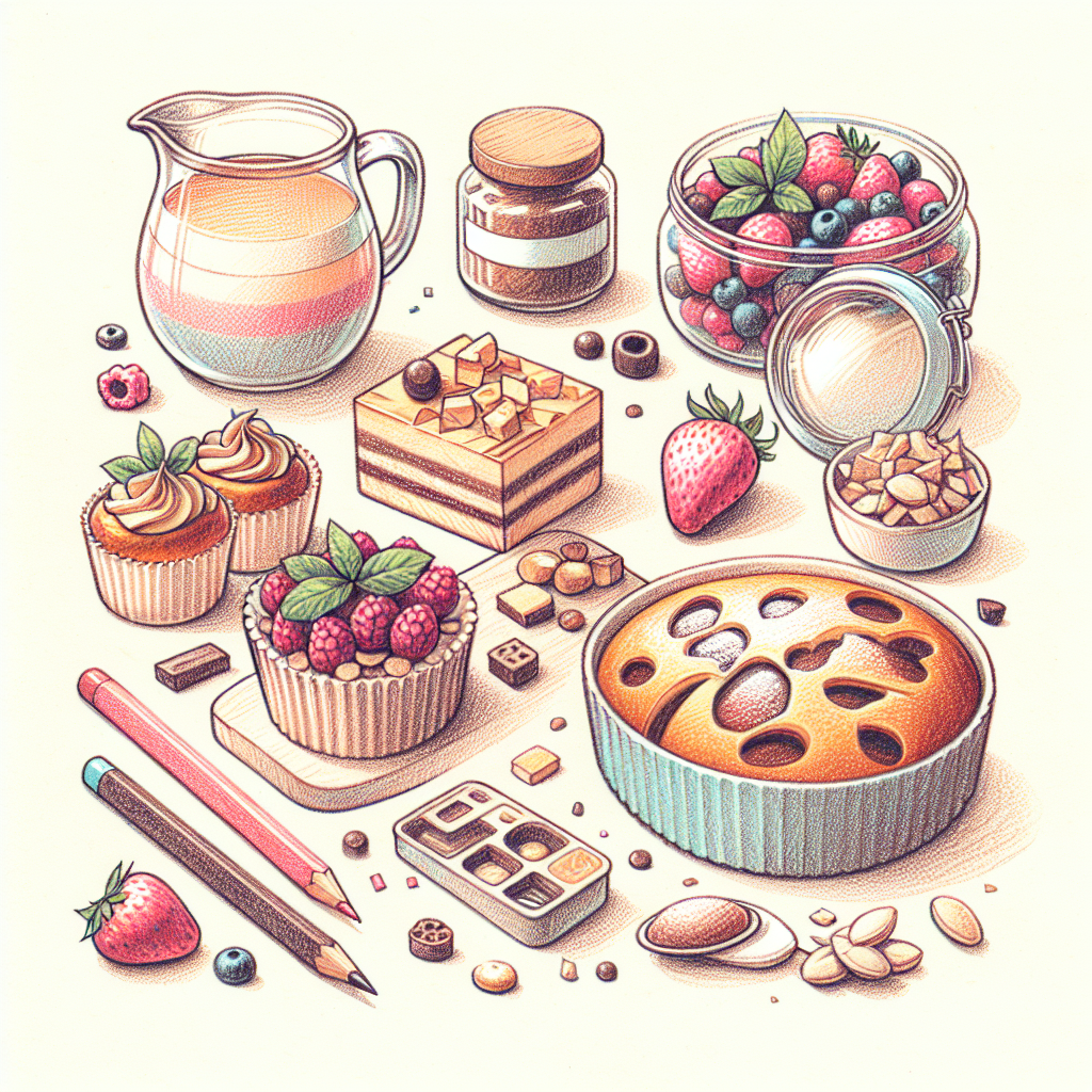 Pastelková ilustrace znázorňující téma: Sladké recepty