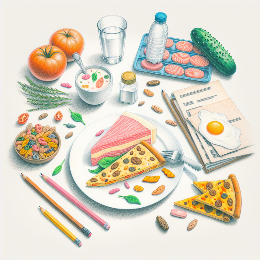 Pastelková ilustrace znázorňující téma: Zdraví a výživa