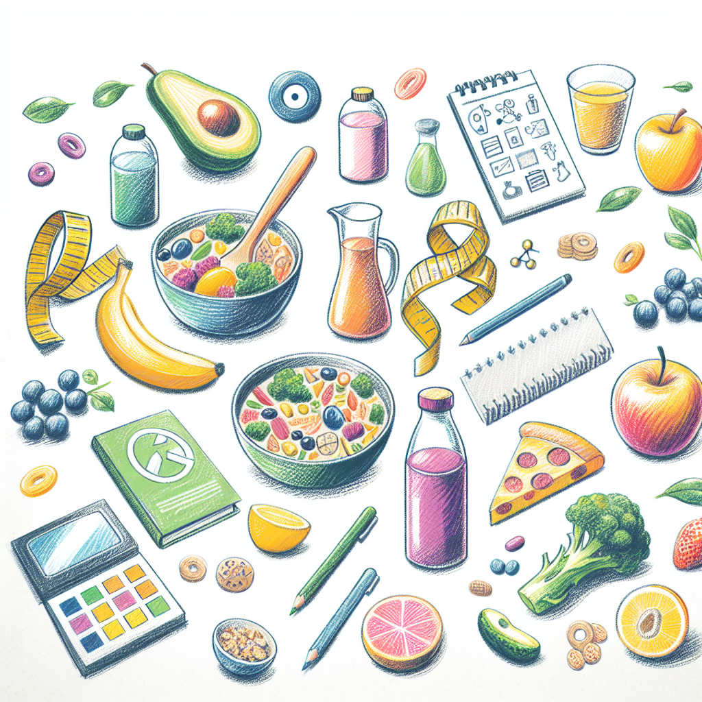 Pastelková ilustrace znázorňující téma: Diety a výživa