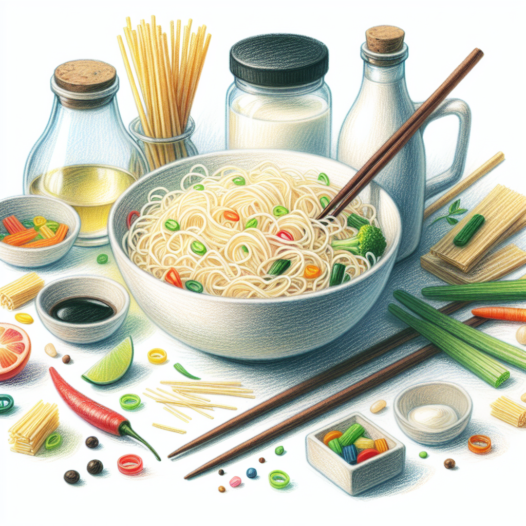 Pastelková ilustrace znázorňující téma: Asijská kuchyně