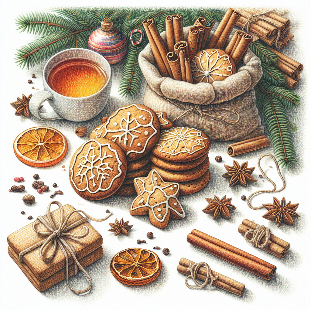 Pastelková ilustrace znázorňující téma: Vánoční cukroví