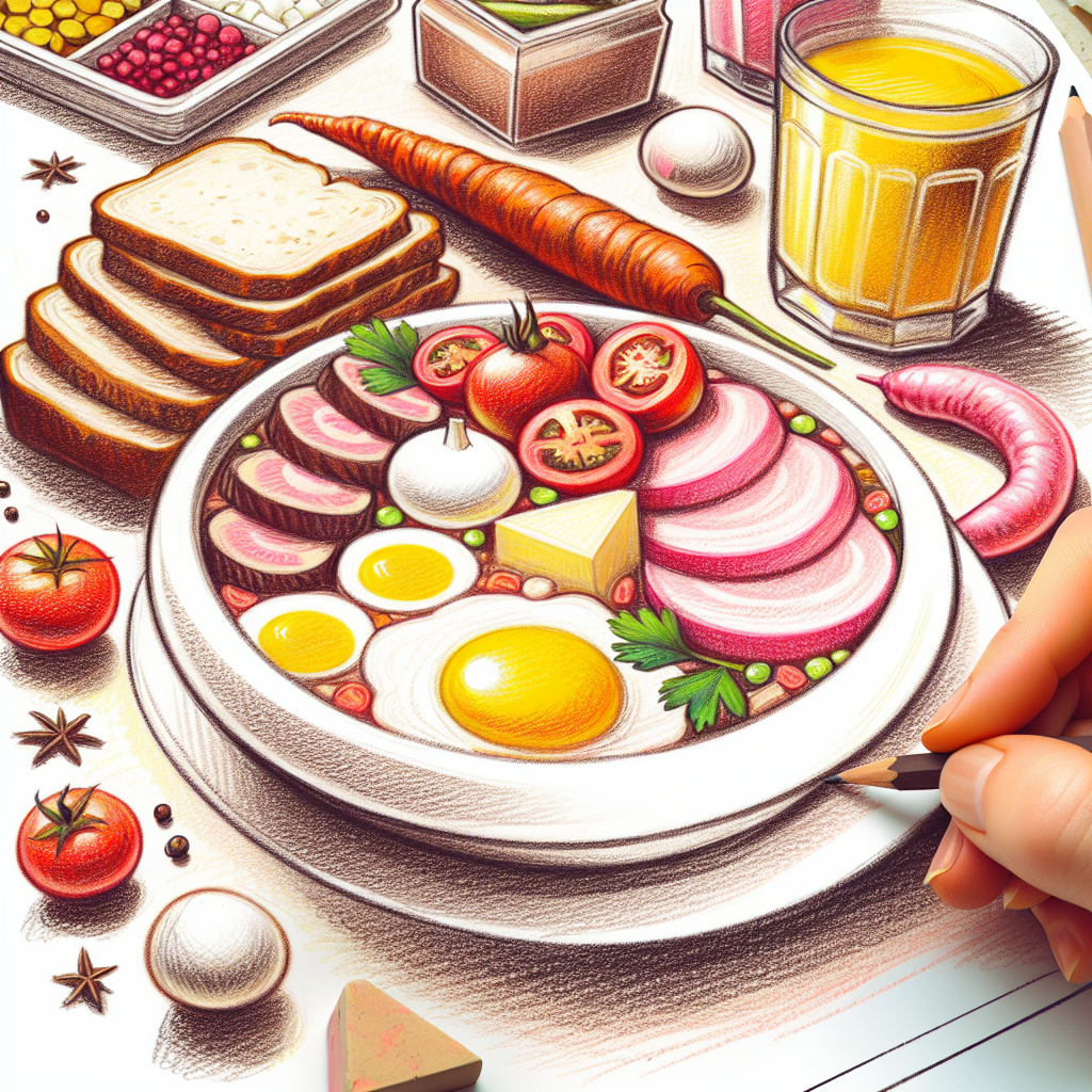 Pastelková ilustrace znázorňující téma: Recepty