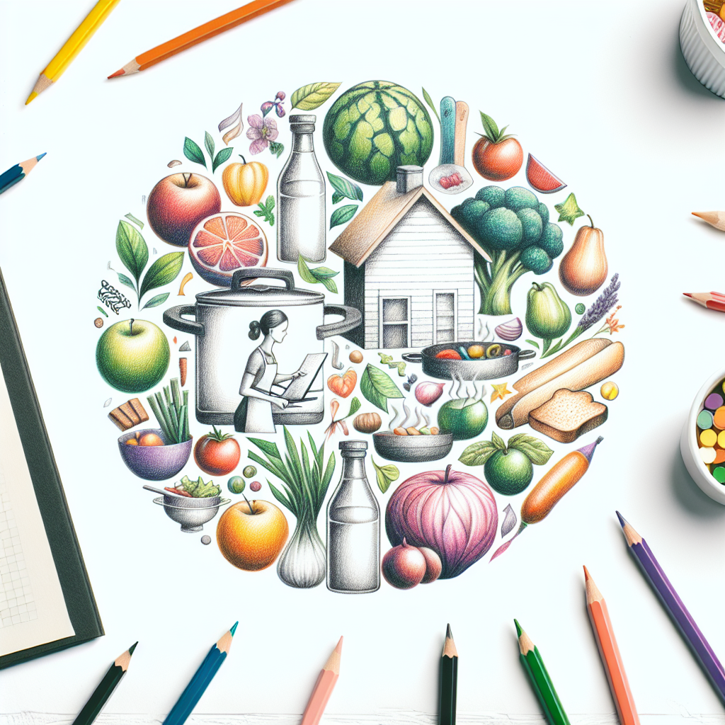Pastelková ilustrace znázorňující téma: Vaření