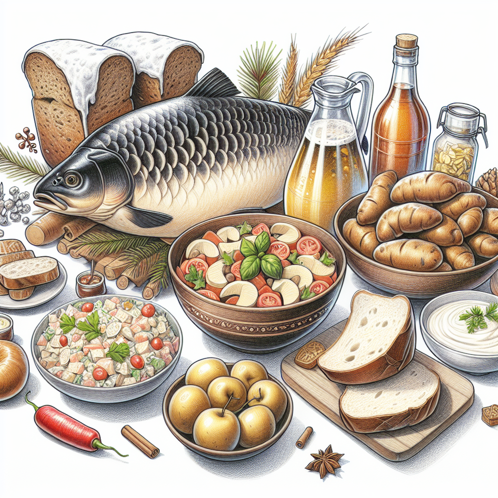 Pastelková ilustrace znázorňující téma: Vánoční tradice