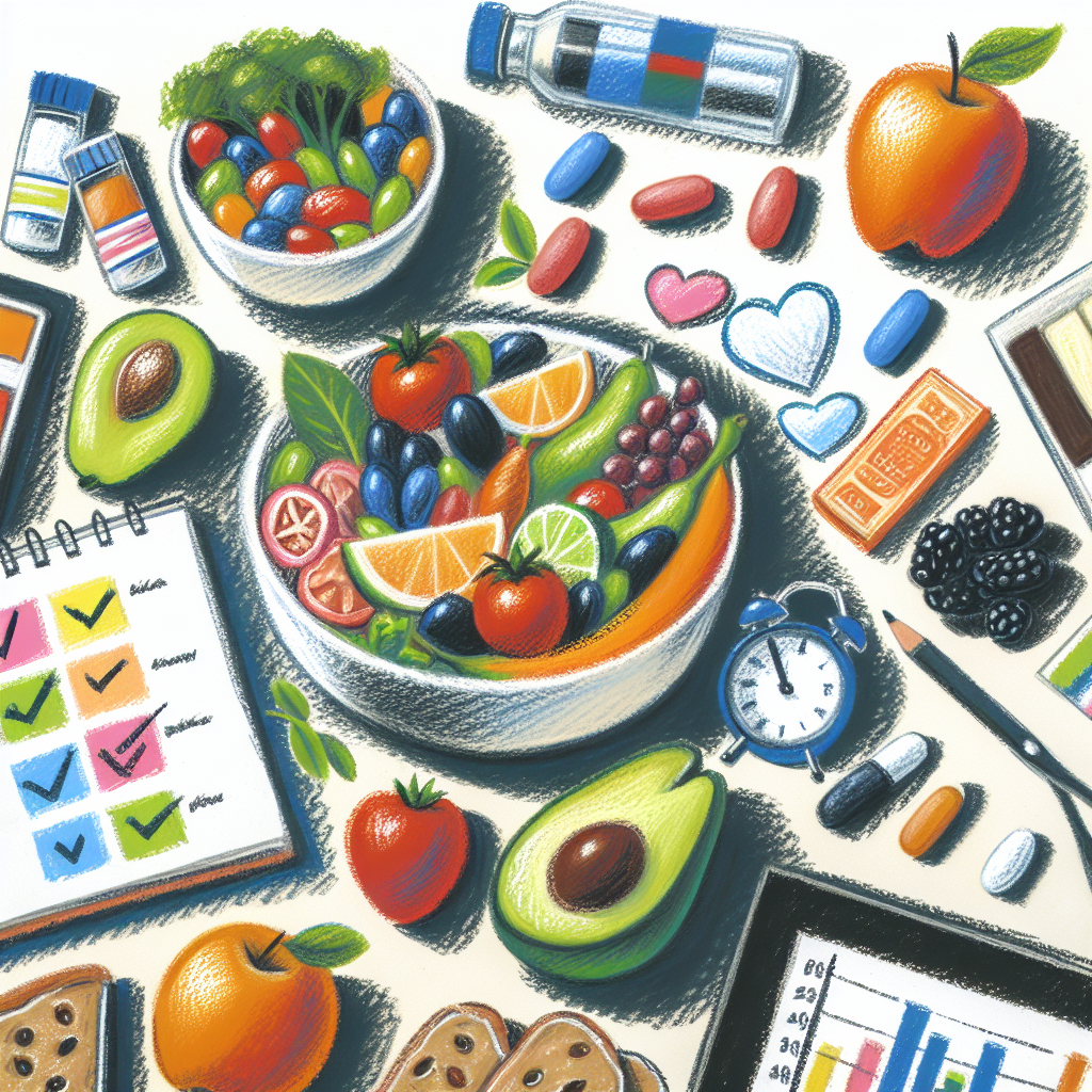 Pastelková ilustrace znázorňující téma: Diety