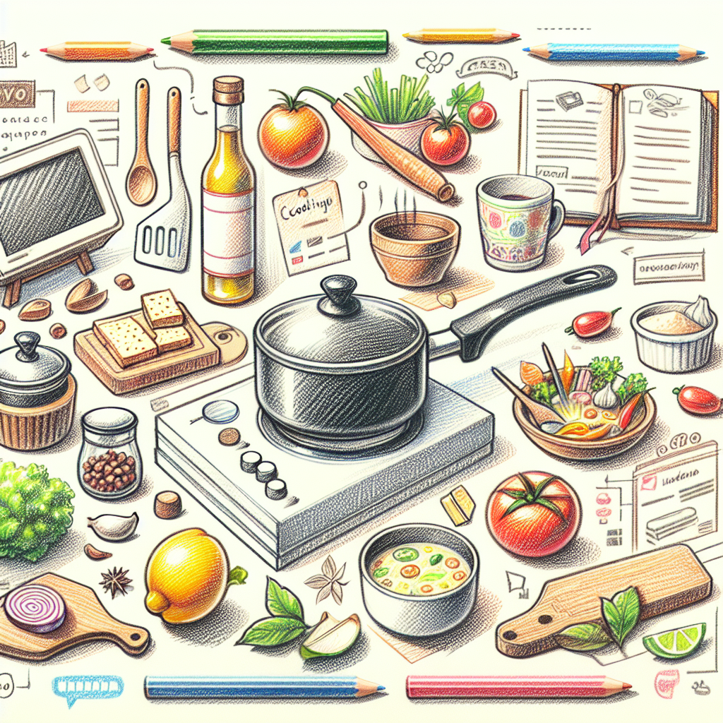 Pastelková ilustrace znázorňující téma: Recepty