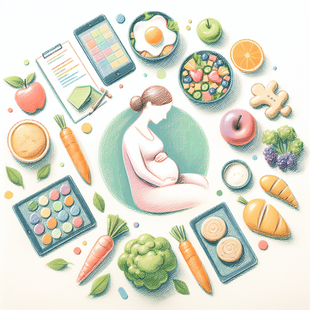 Pastelková ilustrace znázorňující téma: Těhotenství