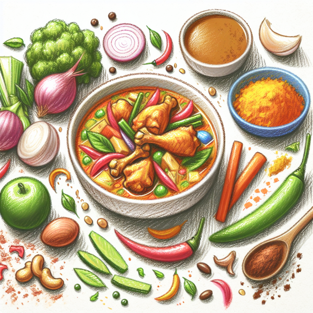 Pastelková ilustrace znázorňující téma: Thajská kuchyně