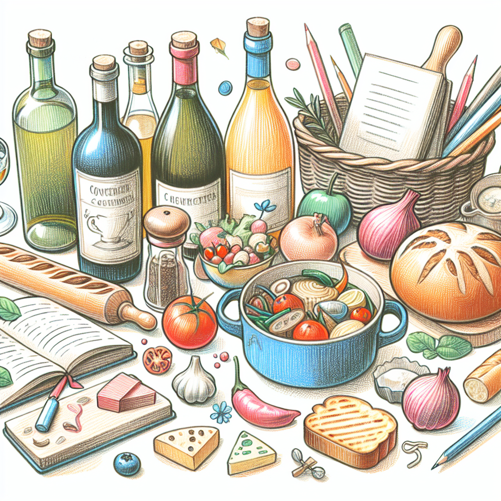 Pastelková ilustrace znázorňující téma: Gastronomie