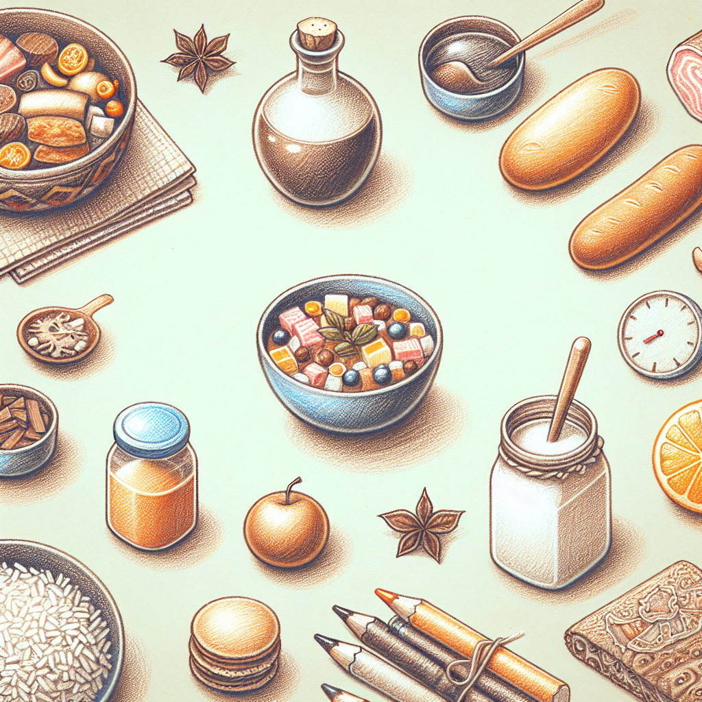 Pastelková ilustrace znázorňující téma: Ruská kuchyně